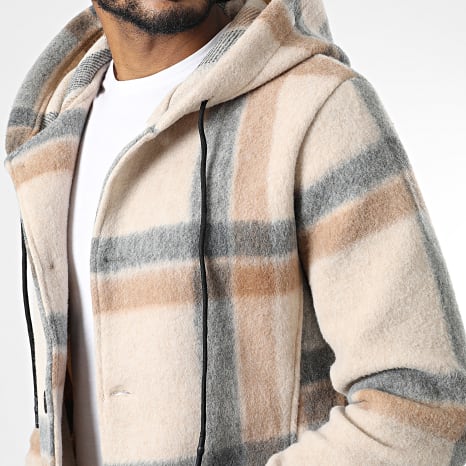 Uniplay - Abrigo Capucha A Cuadros UY902 Beige