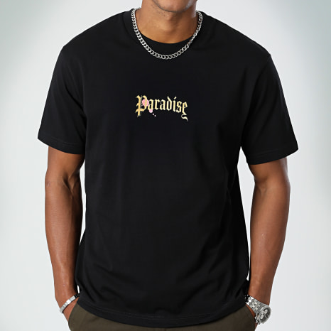 Luxury Lovers - Tee Shirt Oversize Large Paradise Roses Clothing Noir