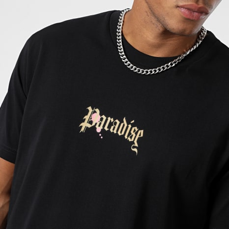 Luxury Lovers - Tee Shirt Oversize Large Paradise Roses Clothing Noir