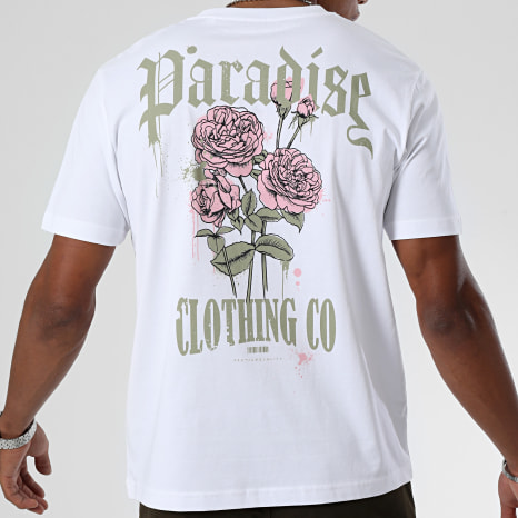 Luxury Lovers - Tee Shirt Oversize Large Paradise Roses Clothing Blanc