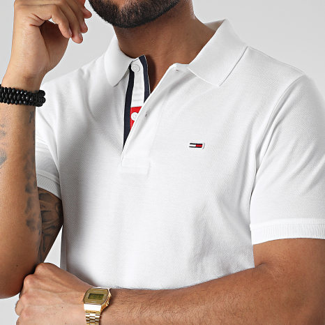 Tommy Jeans - Polo Manches Courtes Slim Placket 5370 Blanc