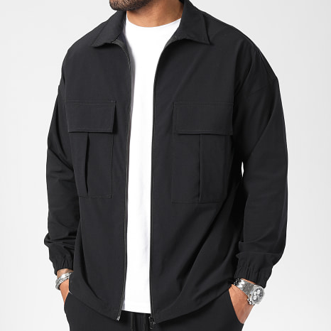 LBO - Conjunto de chaqueta con cremallera y pantalón cargo 10701336 Negro