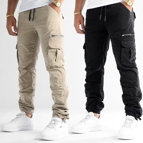 LBO - Pack di 2 Pantaloni Cargo 1070546 Nero Beige
