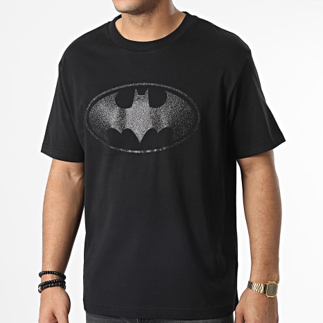 Batman - Maglietta oversize grande con logo glitterato Batman nero