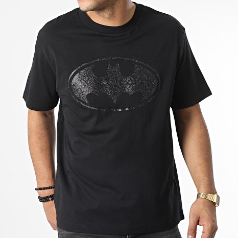 Batman - Maglietta oversize grande con logo glitterato Batman nero