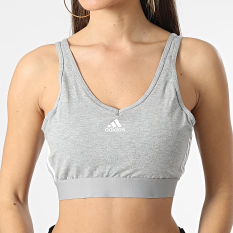 Adidas Sportswear - Brassière Femme 3 Stripes GS1357 Gris Chiné