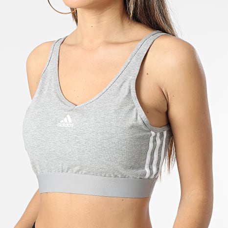 Adidas Sportswear - Brassière Femme 3 Stripes GS1357 Gris Chiné