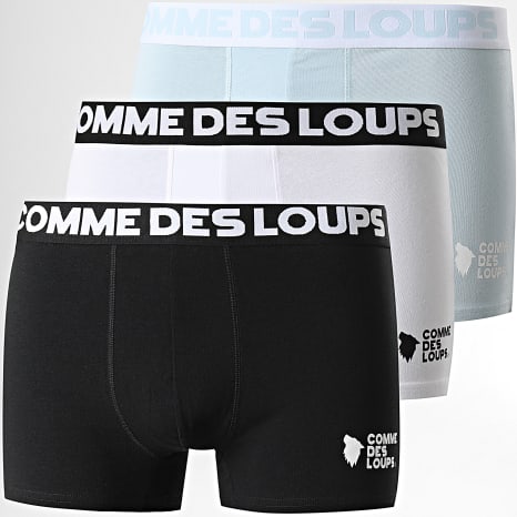 Comme Des Loups - Lot De 3 Boxers Classic Noir Blanc Bleu Ciel