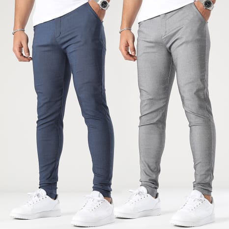 Frilivin - Lote de 2 pantalones chinos gris marino