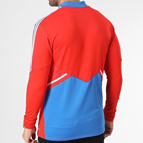 Adidas Sportswear - Sweat Col Zippé A Bandes FC Bayern Munich HU1280 Rouge Bleu
