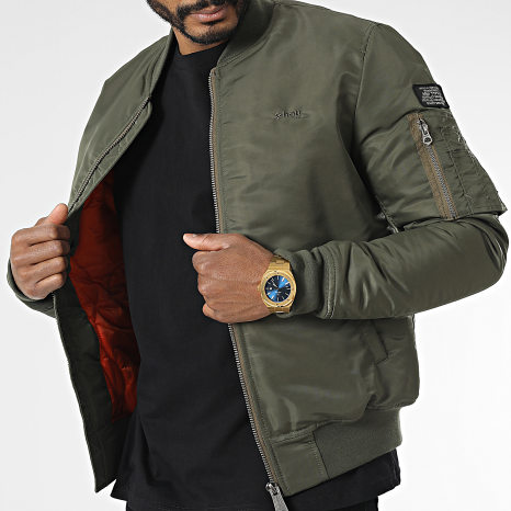 Schott NYC - Chaqueta bomber Airforcers Slim Fit Caqui Verde