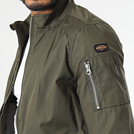 Schott NYC - Kenny SLIM FIT Zipped Jacket Khaki Green - Ryses