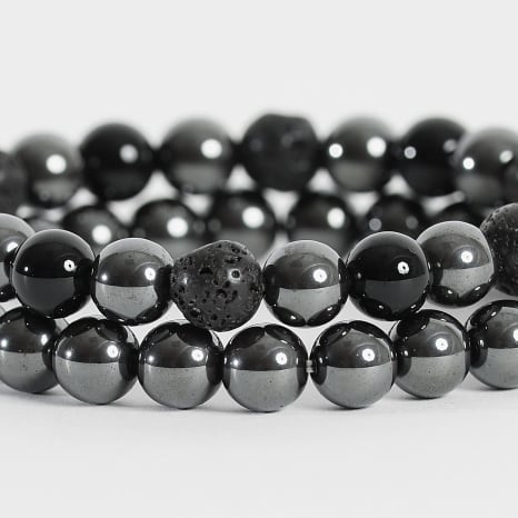 LBO - Lot De 2 Bracelets Perles 8mm Noir