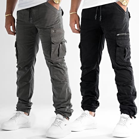 LBO - Pack di 2 Pantaloni Cargo 1070546 Grigio Antracite Nero