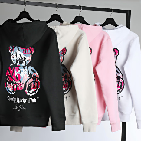 Teddy Yacht Club - Sudadera con capucha Art Series para mujer Rosa pastel