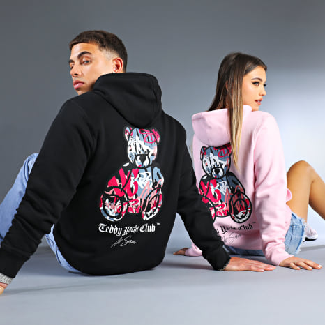 Teddy Yacht Club - Sudadera con capucha Art Series para mujer Rosa pastel