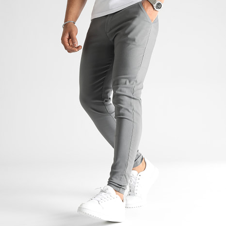 Frilivin - Juego de 2 pantalones chinos SLIM FIT Gris Carbón Negro