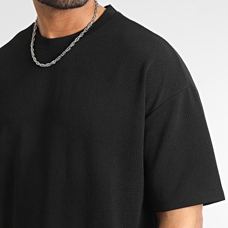 LBO - Tee Shirt Texturé Waffle Large 0210 Noir