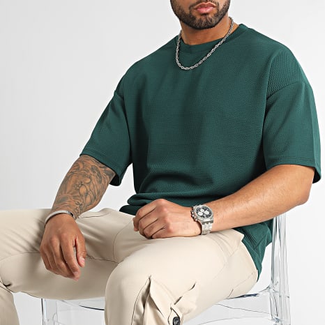 LBO - Tee Shirt Texturé Waffle Large 0213 Vert