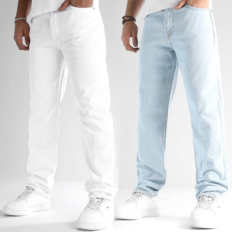 LBO - Lote de 2 vaqueros normales 2510 2789 Blanco Azul Denim