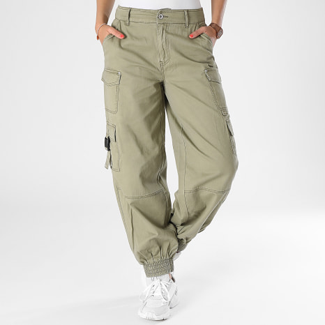 Only - Pantalon Cargo Femme Tine Vert Kaki Clair