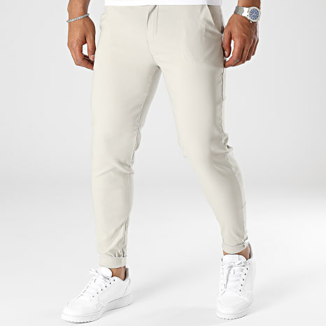 Frilivin - Set di 2 pantaloni chino beige e marini