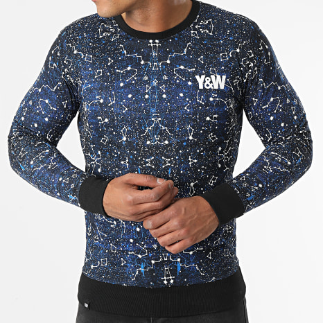 Y et W - Constellation Sudadera Cuello Redondo Negro Azul Marino Reversible