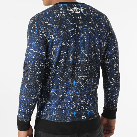 Y et W - Constellation Sudadera Cuello Redondo Negro Azul Marino Reversible