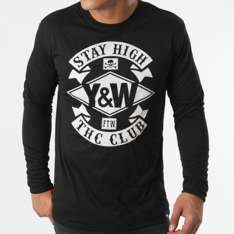 Y et W - Constellation Camiseta Manga Larga Negro Azul Marino Reversible