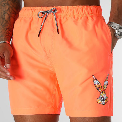 Looney Tunes - Short De Bain Bugs Bunny Graff Orange Fluo