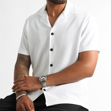 LBO - Waffle Textured Short Sleeve Shirt 0302 Blanco