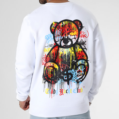 Teddy Yacht Club - Sudadera Art Series Dripping Crewneck Blanco