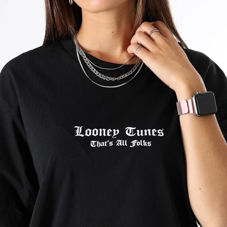 Looney Tunes - Tee Shirt Oversize Large Femme Bugs Bunny Graff Pink Noir