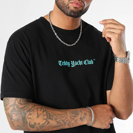 Teddy Yacht Club - Tee Shirt Oversize Large Art Series Dripping Mono Nero Turchese