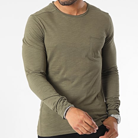 Blend - Tee Shirt Poche Manches Longues 20703060 Vert Kaki