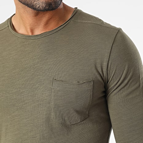 Blend - Tee Shirt Poche Manches Longues 20703060 Vert Kaki