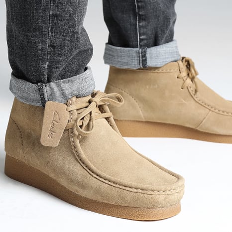 Clarks - Wallabee Evo Dark Sand Suede Shoes - Ryses
