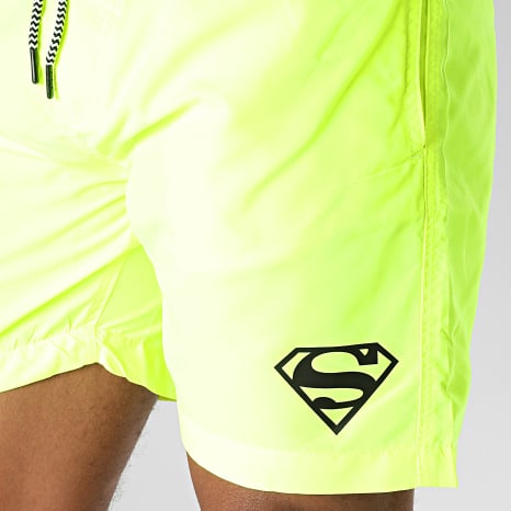 Superman - Pantaloncini da bagno con logo Superman giallo fluo nero