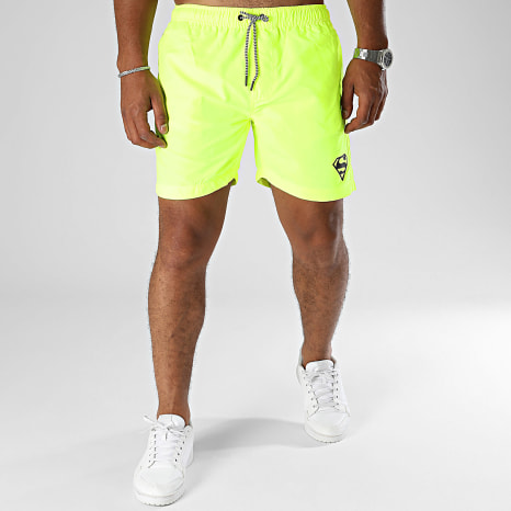 Superman - Pantaloncini da bagno con logo Superman giallo fluo nero