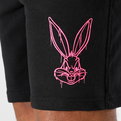 Looney Tunes - Short Jogging Angry Bugs Bunny Noir Rose Fluo