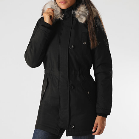 Only - Parka Capucha Piel Mujer Iris Negro