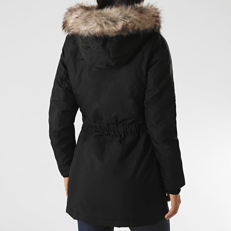 Only - Parka Capucha Piel Mujer Iris Negro