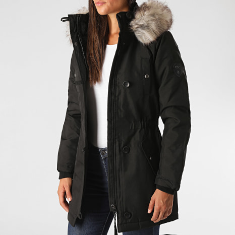 Only - Parka Capucha Piel Mujer Iris Negro