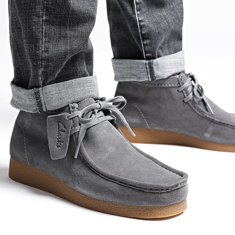 Clarks - Wallabee Evo Grey Suede Shoes - Ryses