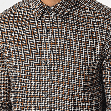 Only And Sons - Chemise Manches Longues A Carreaux Tevin Marron
