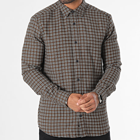 Only And Sons - Chemise Manches Longues A Carreaux Tevin Marron