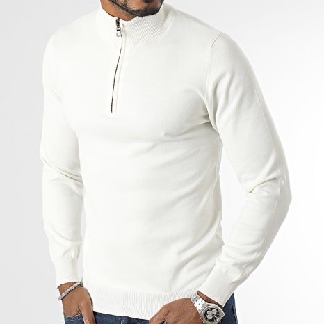 Frilivin - White Zip Neck Sweater