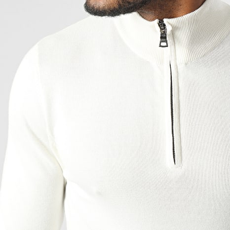 Frilivin - White Zip Neck Sweater