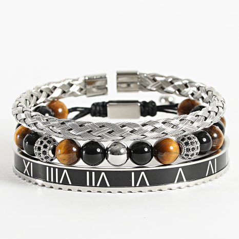 Classic Series - Set di 3 bracciali in argento nero