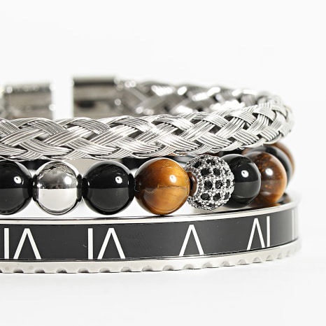 Classic Series - Set di 3 bracciali in argento nero